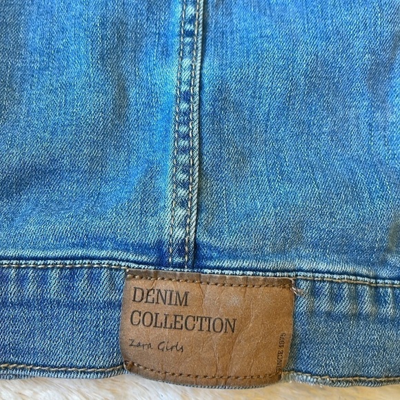 Zara youth size 8 medium blue freyed style jean denim jacket - Picture 2 of 9
